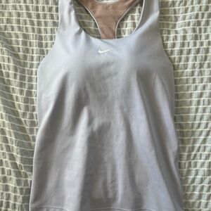 Nike White and Brown Workout Tank